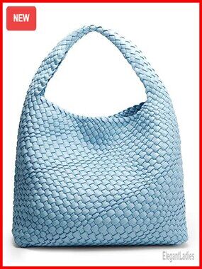 Woven Hobo Bag Vegan Leather Purses Soft Shoulder Tote